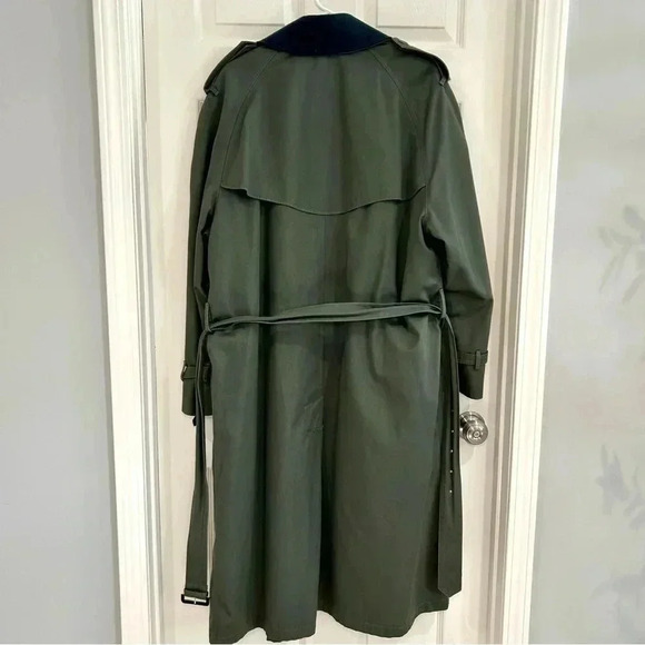 VTG 90 Stafford Trench Coat Removable Lining Men Size 44 Reg Button Up Belt Flaw - Picture 6 of 16